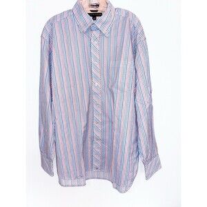 Tommy Hilfiger Blue Orange Gray Striped Shirt Size Large